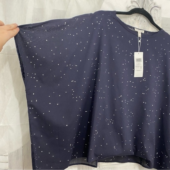 Eileen Fisher Size XX2 2XS Blue Ink Organic Cotton Round Neck Box Top Oversized - Picture 8 of 11